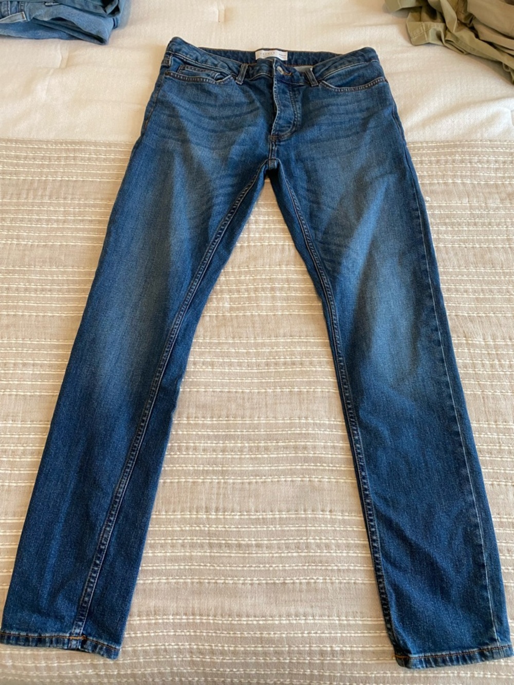 Topman Men’s Dark Blue Slim Straight Jeans